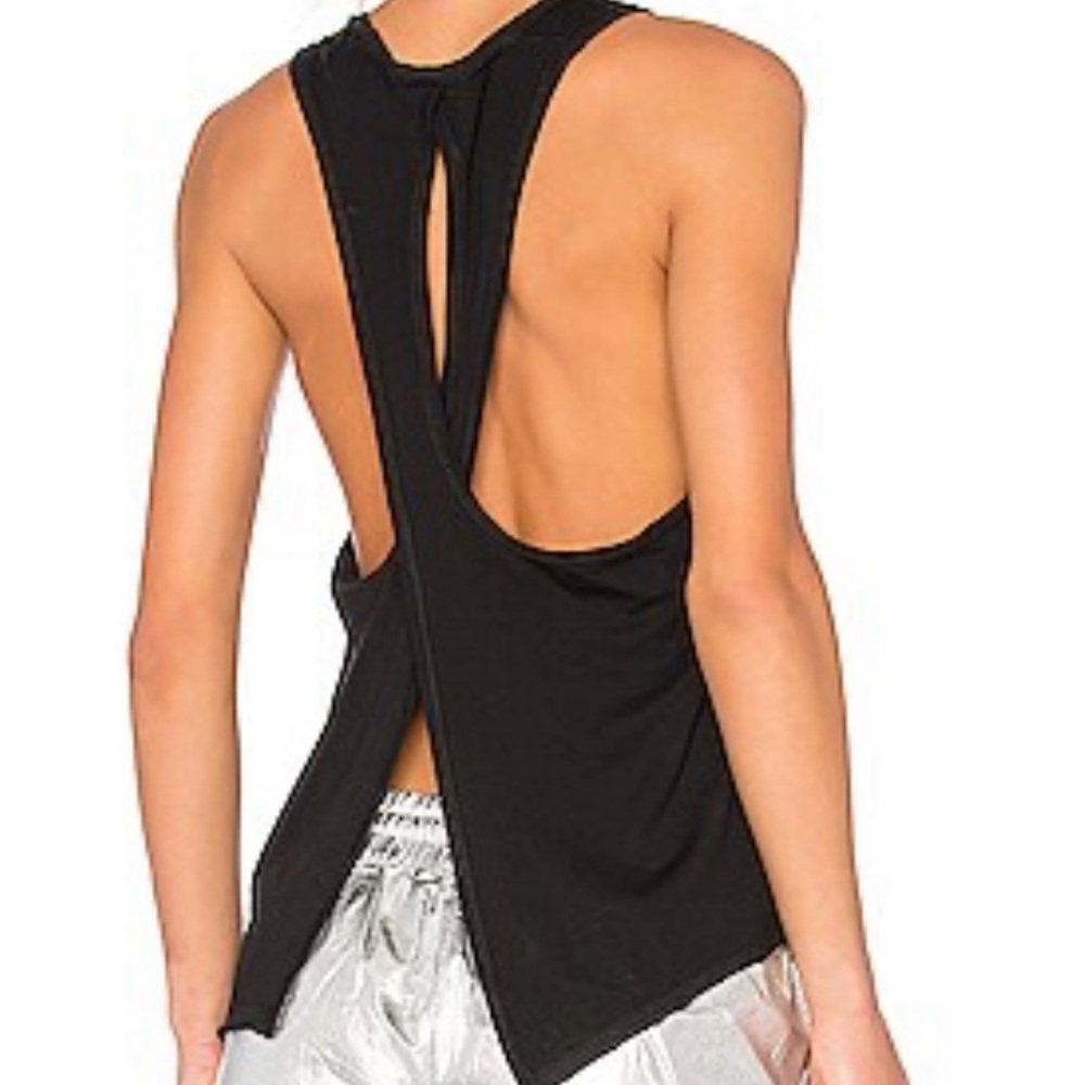 Alala Black fly Twist Back Tank Top S gym yoga athletic top knot & loose fit NWT